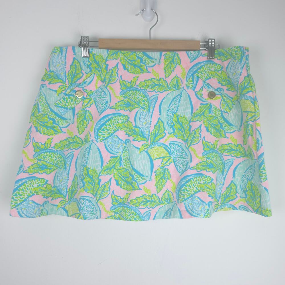 Lilly Pulitzer Madison Skort Vitamin Sea Print Green Blue Size XL Women's